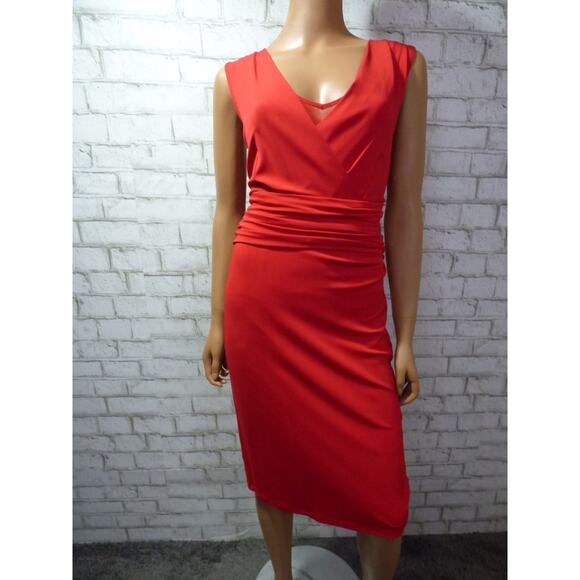 $695 MaxMara Siren Red Ruched Vneck Jersey Lusso Sheath Dress 42 US 8 NEW - Picture 4 of 16
